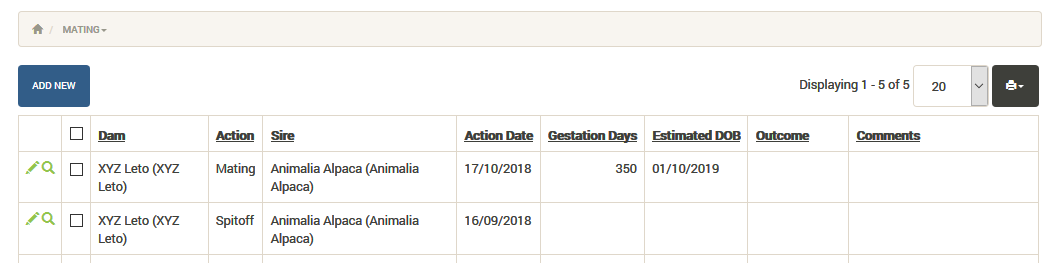 Gestation and Estimated Date of Birth (EDOB) Columns